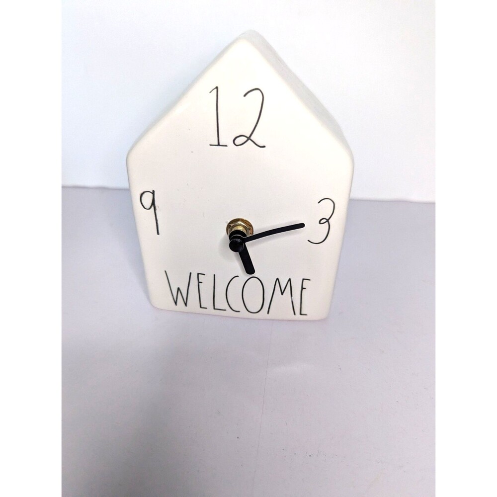 Rae Dunn House Shaped Welcome Home Ceramic Clock Artisan Collection Magenta